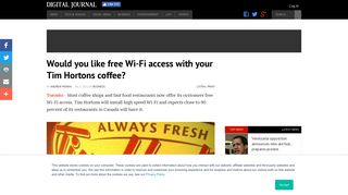 Would you like free Wi-Fi access with your Tim Hortons coffee?