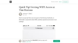 Quick Tip! Getting WIFI Access at Tim Hortons – Coffee With IT ...