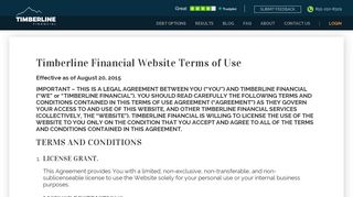 Terms of Use - Timberline Financial