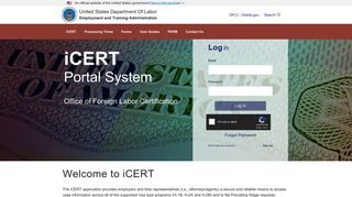 iCERT Portal System | U.S. Department of Labor
