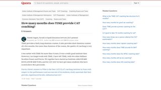 How many months does TIME provide CAT coaching? - Quora
