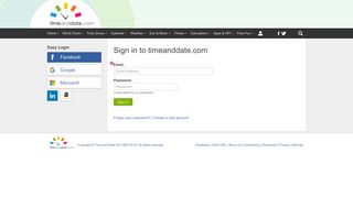 Sign in to timeanddate.com