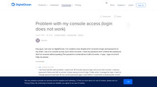 Problem with my console access (login does not work) | DigitalOcean