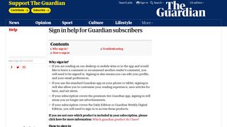 Sign in help for Guardian subscribers | Help | The Guardian
