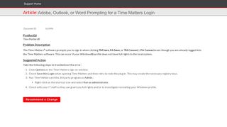 Adobe, Outlook, or Word Prompting for a Time Matters Login
