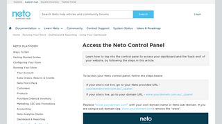 Access the Neto Control Panel