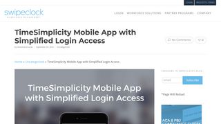 TimeSimplicity Mobile App with Simplified Login Access - SwipeClock