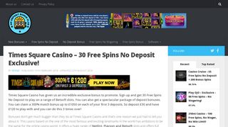 Times Square Casino - 30 Free Spins No Deposit Exclusive!