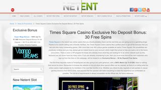 Exclusive No Deposit Bonus - 30 Free Spins | Times Square Casino
