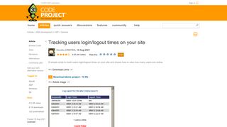Tracking users login/logout times on your site - CodeProject