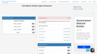 Time Warner Default Login & Password - Clean CSS
