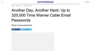 Another Day, Another Hack: Up to 320,000 Time Warner Cable ...