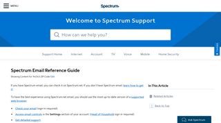 Spectrum Email Reference Guide Quick reference ... - Spectrum.net