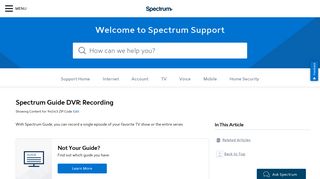 Spectrum Guide DVR: Recording - Spectrum.net