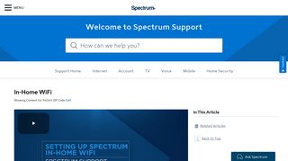 Setting Up Spectrum In-home WiFi Internet Support - Spectrum.net