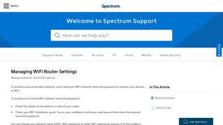 Managing WiFi Router Settings - Spectrum.net