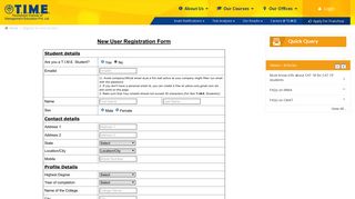 New User Registration Form - Time