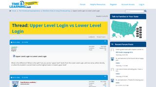 Upper Level Login vs Lower Level Login - Parent Community and Forum