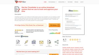 Fillable Online TimeAdder is an online timesheet system that we use ...