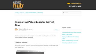 Helping your Patient Login for the First Time – Hub Support Center