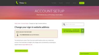 Change your sign-in website address | General Settings ... - TimeIQ