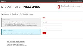 Login : Student Life Timekeeping - The Ohio State University