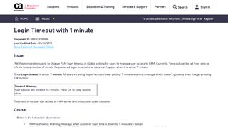 Login Timeout with 1 minute - CA Knowledge - Login - CA Technologies