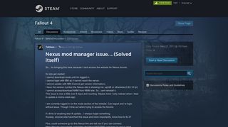 Nexus mod manager issue....(Solved itself) :: Fallout 4 General ...