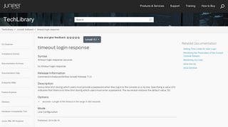 timeout login response - Technical Documentation - Support - Juniper ...