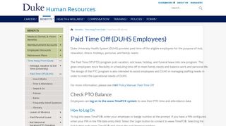 Paid Time Off (DUHS) | Human Resources
