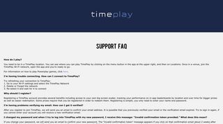 Support FAQ - TimePlay
