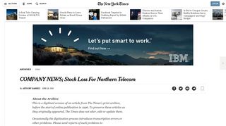 COMPANY NEWS; Stock Loss For Northern Telecom - The New York ...