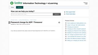 Password change for ADP / Timesaver : Information Technology + ...