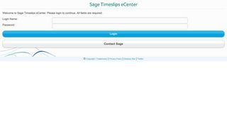 Welcome to Sage Timeslips eCenter. Please login to continue. All ...
