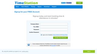 TimeStation - Signup for your FREE Account