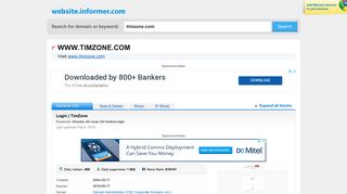 timzone.com at WI. Login | TimZone - Website Informer