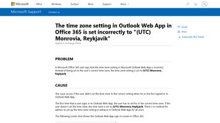 The time zone setting in Outlook Web App in Office 365 is set ...