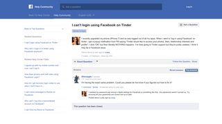 I can't login using Facebook on Tinder | Facebook Help Community ...