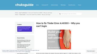 How to fix Tinder Error A:40303 - Why you can't login » ChuksGuide