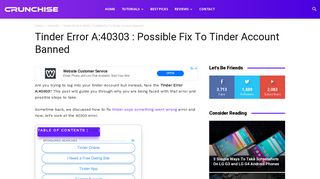 Tinder Error A:40303 : Possible Fix To Tinder Account Banned