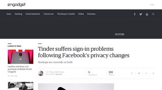 Tinder suffers sign-in problems following Facebook's privacy changes