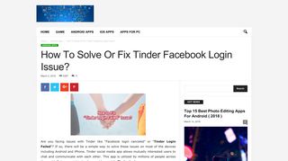 How To Solve Or Fix Tinder Facebook Login Issue? - Gamenapp