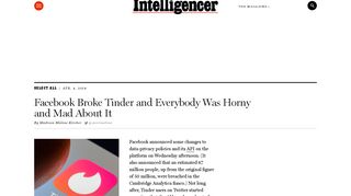 Can't Log in to Tinder? Blame Facebook. - New York Magazine
