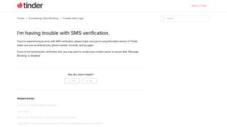 I'm having trouble with SMS verification. – Tinder