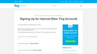 Signing Up for Internet (New Ting Account) – Ting Help Center