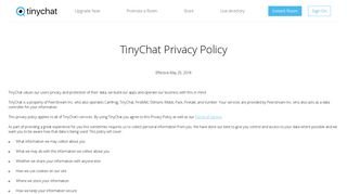 Privacy Policy - Live video chat rooms, simple and easy. - Tinychat