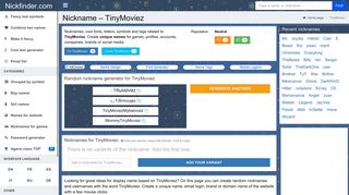 TinyMoviez - Names and nicknames for TinyMoviez - Nickfinder.com