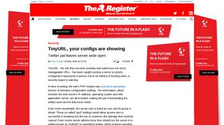 TinyURL, your configs are showing • The Register