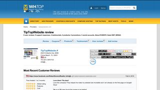 TipTopWebsite Review 2019 - ratings by 5 users. Avg. Rank 6.4/10