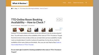 TTD Online Room Booking Availability - How to Check ? - WhatAReview